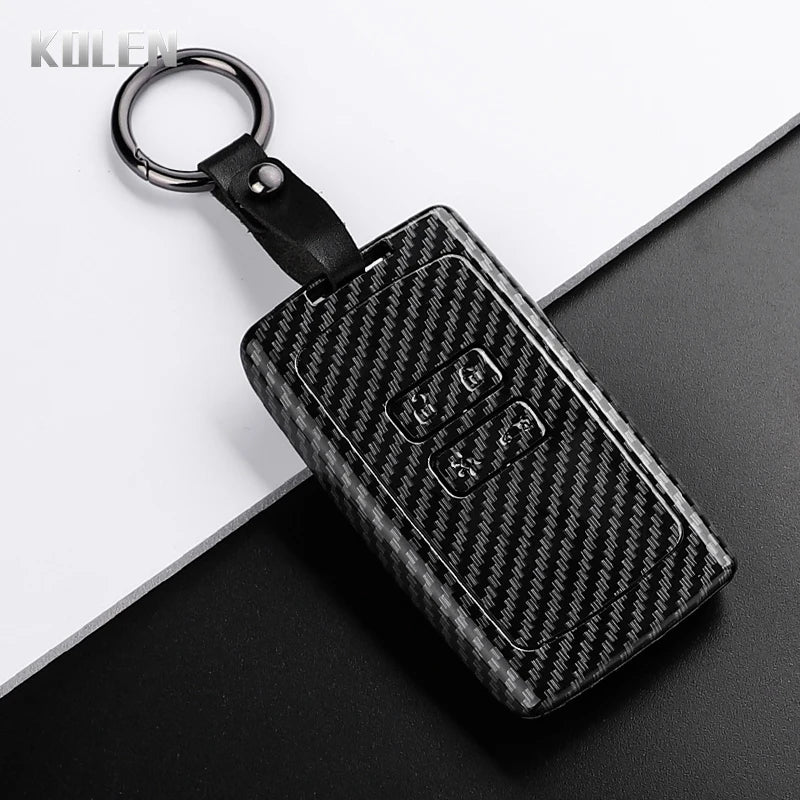Car Key Cover Compatible with Renault Koleos Captur Megane Clio Scenic Talisman Arkana; Dacia Sandero – Carbon Fiber Style