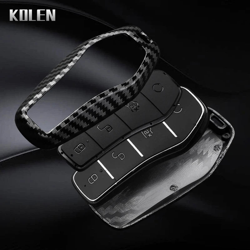 Car Key Cover Compatible with BYD Han EV Tang DM Qin Plus Song Pro Max Yuan Dolphin E2 – Carbon Fiber Style