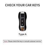 Leather Car Key Cover Compatible with Porsche Panamera, Carman, Macann, Bobst, Cayenne, 911, 981, 991, 970, 996