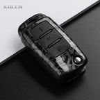 Car Key Cover Compatible with Volkswagen (VW) Polo Golf Passat Tiguan Beetle Caddy T5 Up Eos; Skoda Octavia; SEAT Leon Altea – Carbon Fiber Style