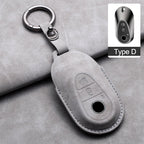 Leather Car Key Cover Compatible with Mercedes-Benz A-Class, C-Class, E-Class, S-Class, G-Class, GLC, CLE, CLA, W177, W205, W213, W222, X167, AMG