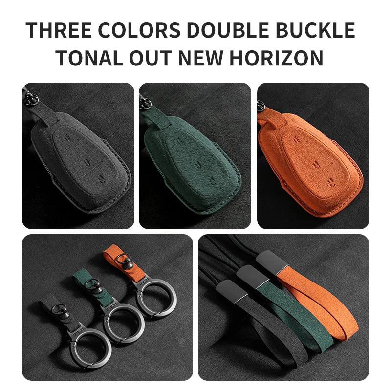 Suede Car Key Cover Compatible with Chevrolet Cruze, Spark, Sonic, Camaro, Volt, Bolt, Trax, Malibu, Onix, Equinox, Orlando, Blazer, Traverse