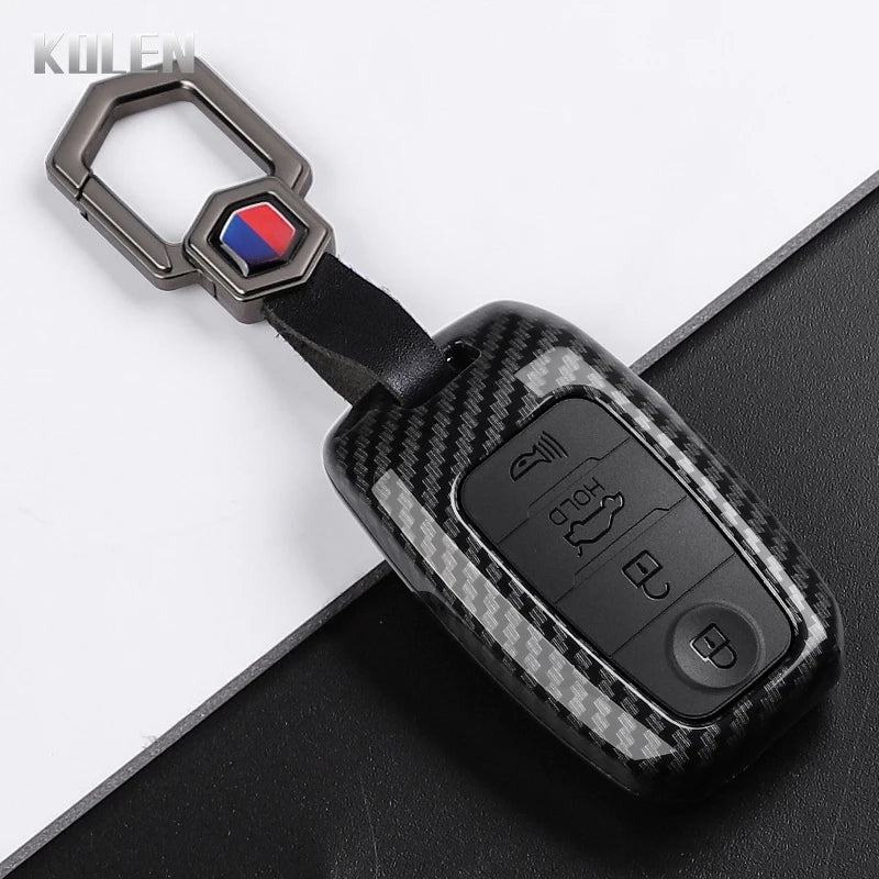 Car Key Cover Compatible with Kia Sportage Cerato Optima K2 K3 K4 K5 Rio Picanto Soul Sorento Sedona – Carbon Fiber Style