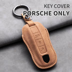 Leather Car Key Fob Cover Compatible with Porsche Panamera, Cayenne, 971, 911, 9YA, Macan, Boxster