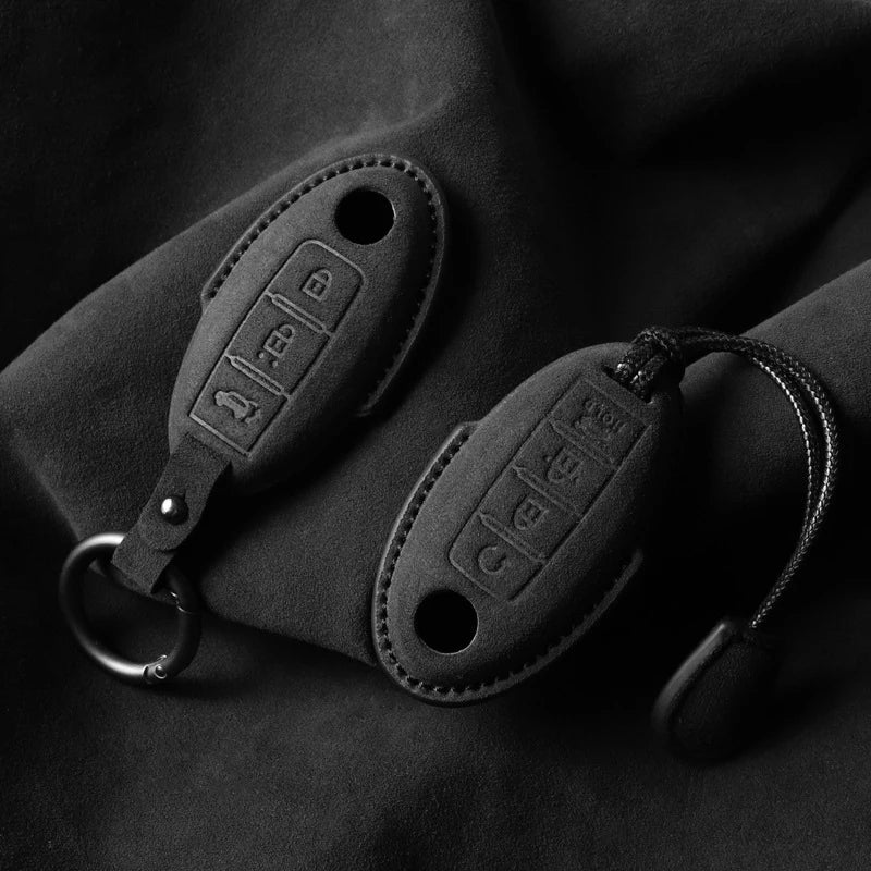 Suede Remote Key Fob Cover Compatible with Nissan Qashqai, X-Trail, T31, T32, Juke, J10, J11, Tiida, Altima, Pathfinder, Kicks