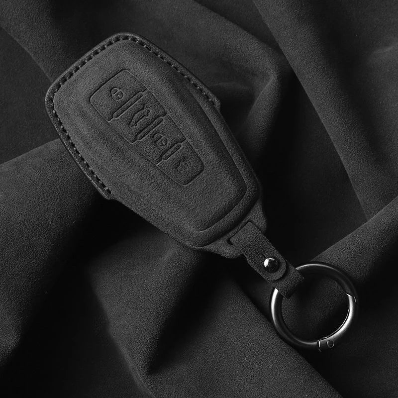 Suede Car Key Cover Compatible with Geely Coolray, X6, X7, EX7, Geometry C, Emgrand, Global, Kulrey, Hawk, GX7, Okavango, NL3, SUV, GT, GC9