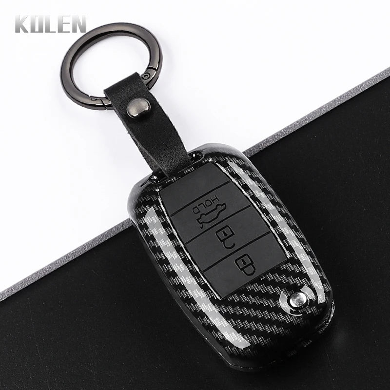 Car Key Cover Compatible with Kia Rio 3 K2 Ceed Cerato K3 Sportage 4 Picanto K5 Optima Sorento Forte Stinger – Carbon Fiber Style