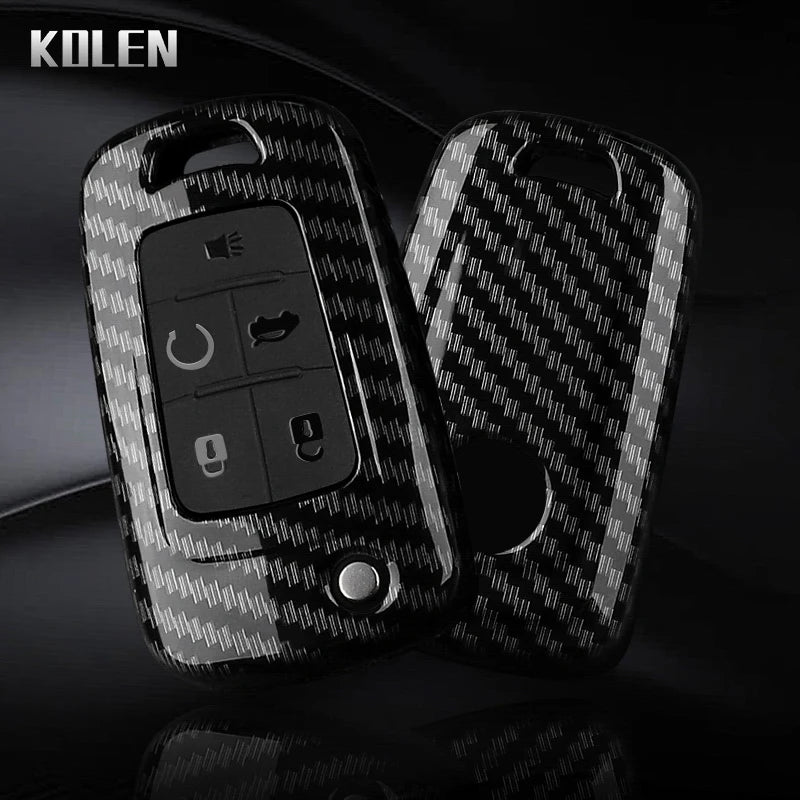 Car Key Cover Compatible with Chevrolet Cruze Aveo Trax Sail Malibu Captiva; Opel/Vauxhall Astra J Corsa Insignia Mokka – Carbon Fiber Style