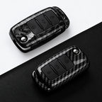 Car Key Cover Compatible with Volkswagen (VW) Polo Golf Passat Tiguan Beetle Caddy T5 Up Eos; Skoda Octavia; SEAT Leon Altea – Carbon Fiber Style