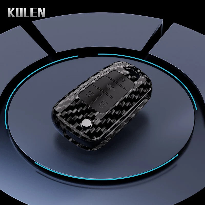 Car Key Cover Compatible with Chevrolet Cruze Aveo Trax Sail Malibu Captiva; Opel/Vauxhall Astra J Corsa Insignia Mokka – Carbon Fiber Style