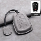 Leather Car Key Fob Cover Compatible with Cadillac CT4, CT5, ATS, CT6, CTS, DTS, XT5, Escalade ESV, SRX, STS, XTS, XT4, 28T, ELR