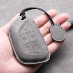Leather Car Key Fob Cover Compatible with Cadillac CT4, CT5, ATS, CT6, CTS, DTS, XT5, Escalade ESV, SRX, STS, XTS, XT4, 28T, ELR