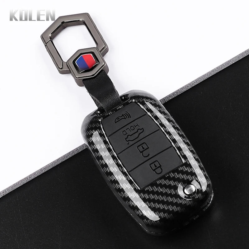 Car Key Cover Compatible with Kia Rio 3 K2 Ceed Cerato K3 Sportage 4 Picanto K5 Optima Sorento Forte Stinger – Carbon Fiber Style