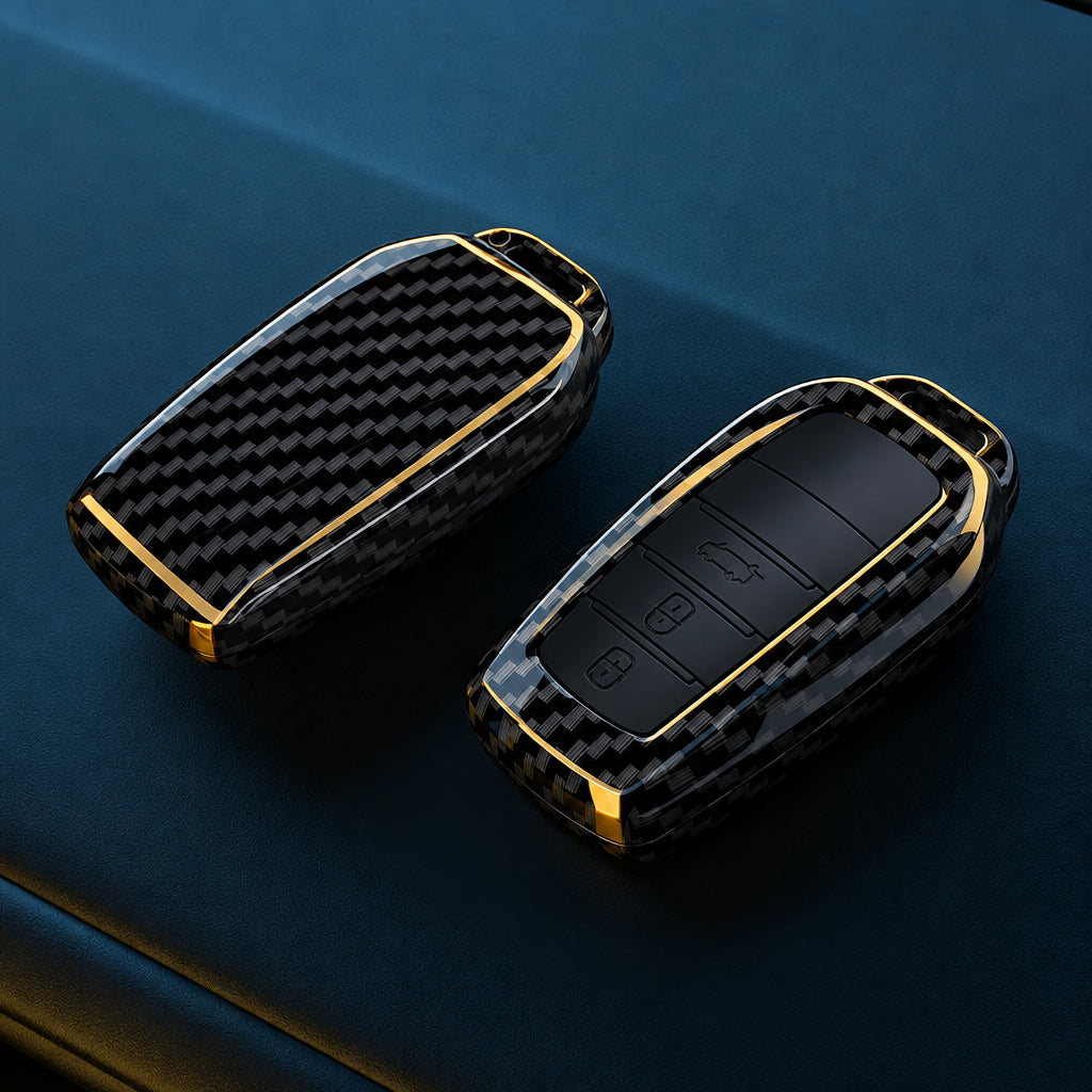 Flip Key Cover Compatible with Toyota Sienna RAV4 Crown Hilux Fortuner Camry Land Cruiser Prado Venza – Carbon Fiber Style
