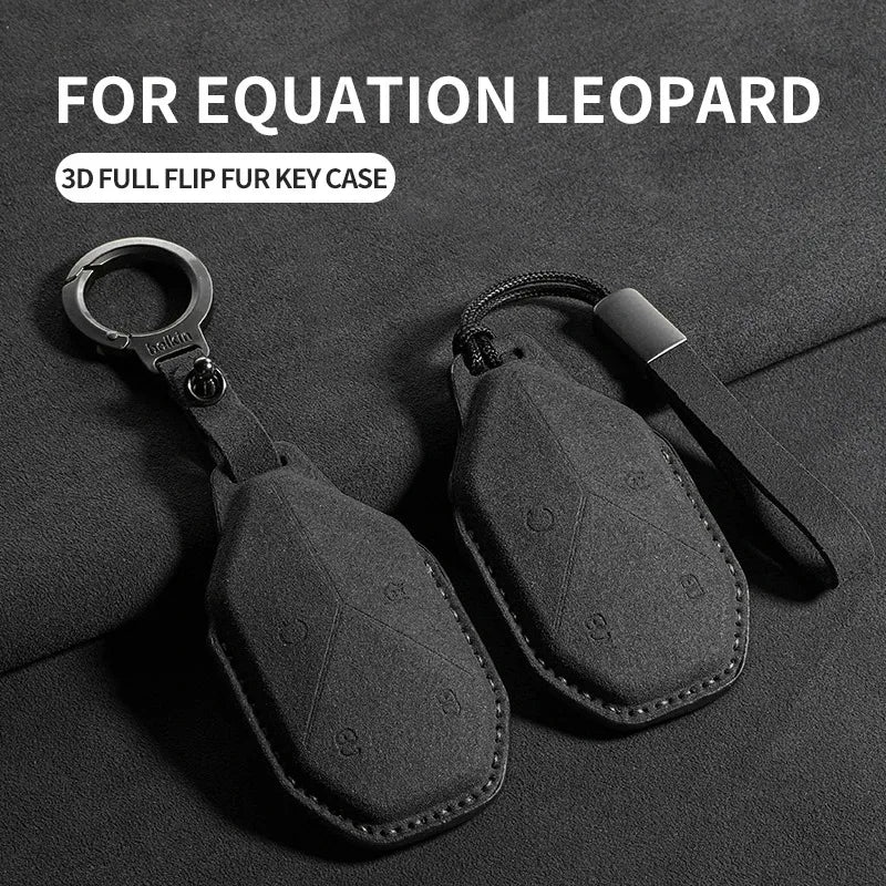 Suede Remote Key Fob Cover Compatible with Fang Cheng Bao (Equations) Leopard 5, Leopard 8, Leopard 3