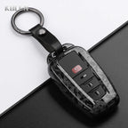 Car Key Cover Compatible with Toyota Prius Camry Corolla CHR C-HR RAV4 Land Cruiser Prado – Carbon Fiber Style