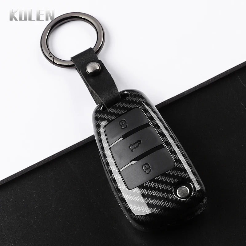 Car Key Cover Compatible with Audi C6 R8 A1 A3 Q3 A4 A5 Q5 A6 S6 A7 B6 B7 B8 8P 8V 8L TT RS S Line – Carbon Fiber Style