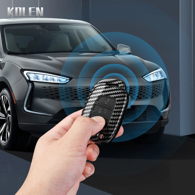 Car Key Cover Compatible with Hyundai ix35 ix45 ix25 i10 i20 i30 HB20 Sonata Verna Solaris Santa Elantra Mistra – Carbon Fiber Style