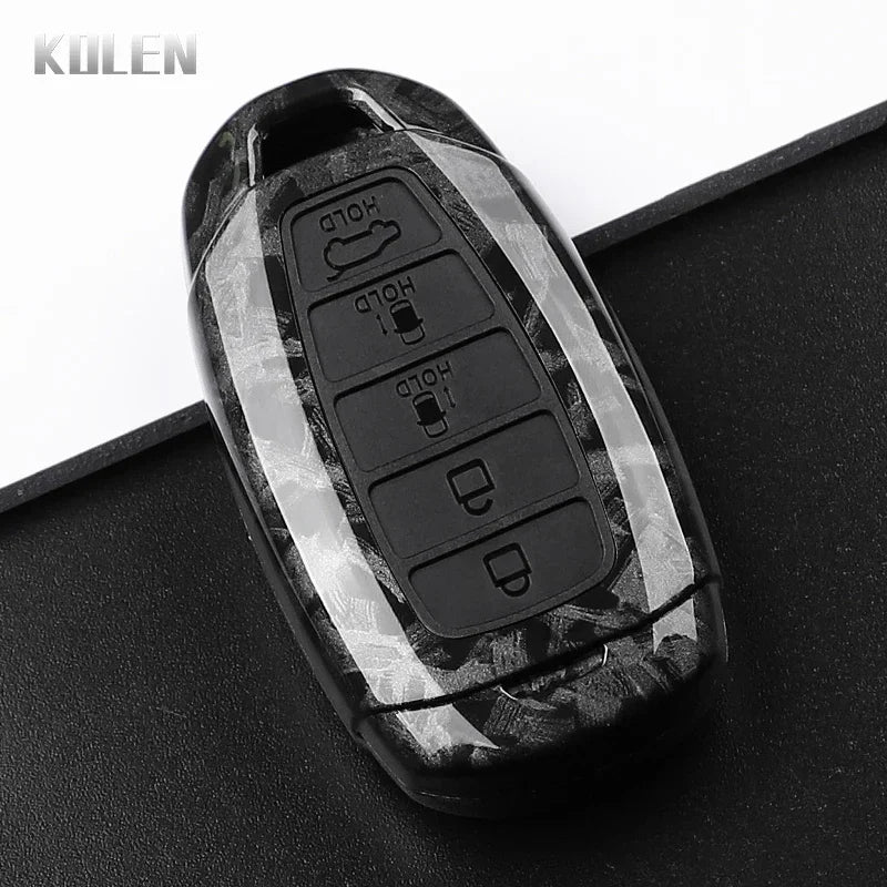 Car Key Cover Compatible with Hyundai i30 ix25 Elantra Kona Solaris Azera Grandeur IG TM Accent Santa Fe – Carbon Fiber Style