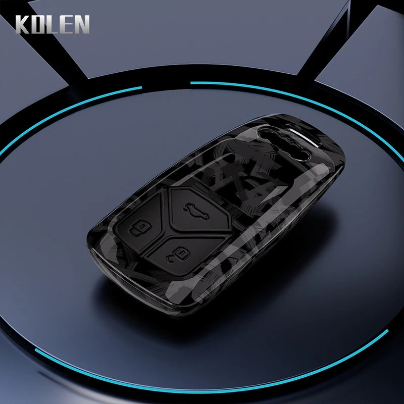 Car Key Cover Compatible with Audi A1 A3 8P A4 B9 A5 A6 C7 8S 8W A7 A8 Q3 Q5 Q7 4M S4 S5 S6 S7 S8 RS3 RS6 SQ5 TTS TFSI – Carbon Fiber Style