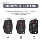 Car Key Cover Compatible with Hyundai ix35 ix45 ix25 i10 i20 i30 HB20 Sonata Verna Solaris Santa Elantra Mistra – Carbon Fiber Style