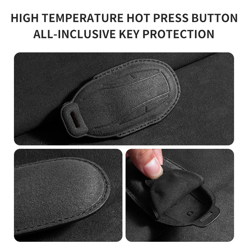 Suede Leather Remote Key Fob Cover Compatible with ZHIJI IM L7, LS7, L6, LS6