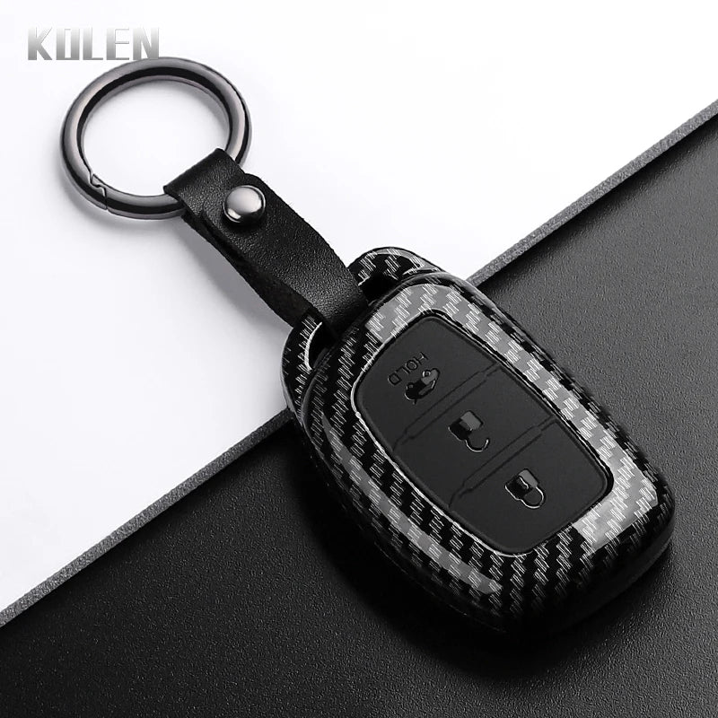 Car Key Cover Compatible with Hyundai Tucson Santa Fe Rena Sonata Elantra Creta ix35 ix45 i10 i30 i40 – Carbon Fiber Style
