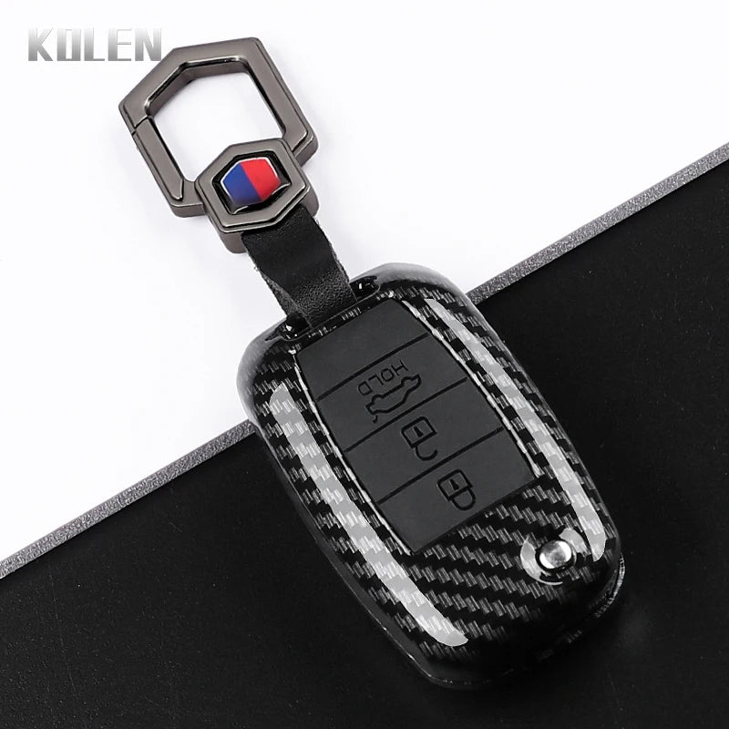 Car Key Cover Compatible with Kia Rio 3 K2 Ceed Cerato K3 Sportage 4 Picanto K5 Optima Sorento Forte Stinger – Carbon Fiber Style
