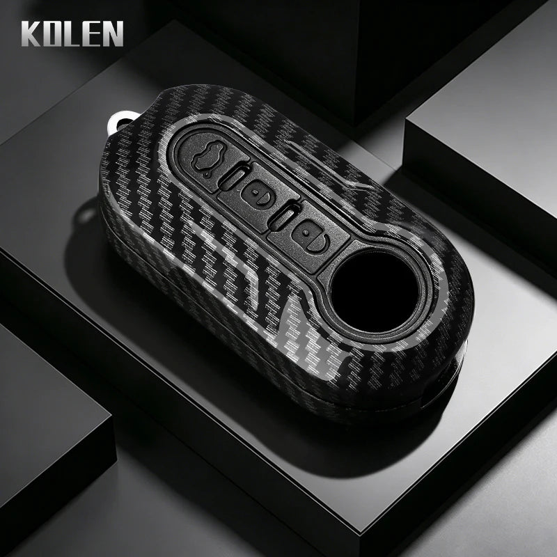 Car Key Cover Compatible with Fiat 500 Ducato Punto Panda; Lancia Musa; Citroen Jumper; Peugeot Boxer – Carbon Fiber Style