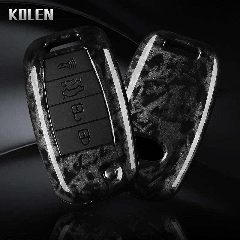 Car Key Cover Compatible with Kia Rio 3 K2 Ceed Cerato K3 Sportage 4 Picanto K5 Optima Sorento Forte Stinger – Carbon Fiber Style