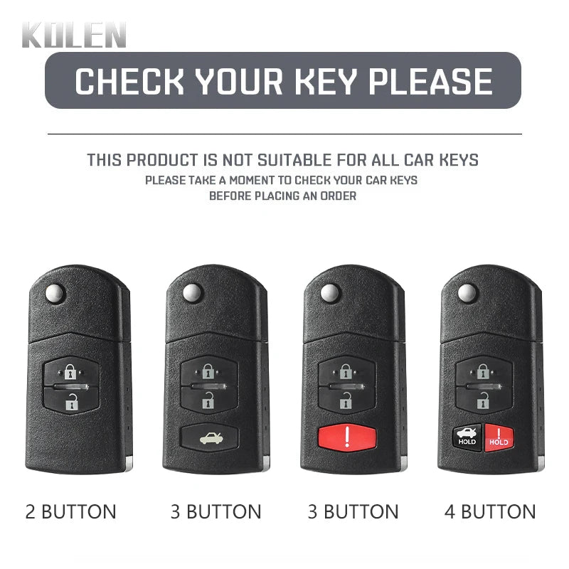 Flip Key Cover Compatible with Mazda 2 3 5 6 8 CX7 CX-7 CX5 CX-5 CX9 CX-9 MX5 MX-5 M6 RX8 RX-8 – 2/3/4 Buttons – Carbon Fiber Style