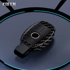 Car Key Cover Compatible with Mercedes-Benz A B C E S Class W204 W205 W212 W213 W176 GLC CLA AMG W177 X167 W463 – Carbon Fiber Style
