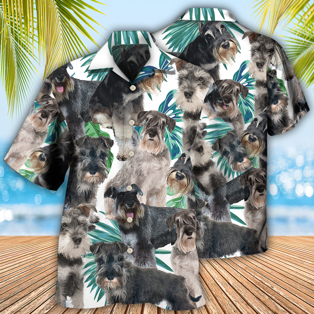 Tropical Dog Schnauzer Leaf Hawaiian Shirt Artwork View For Coastal Escapes And Resort Style