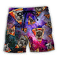 Schnauzer Galaxy Pizza Fun Beach Shorts Artwork Detail For Tropical Travel And Everyday Wear