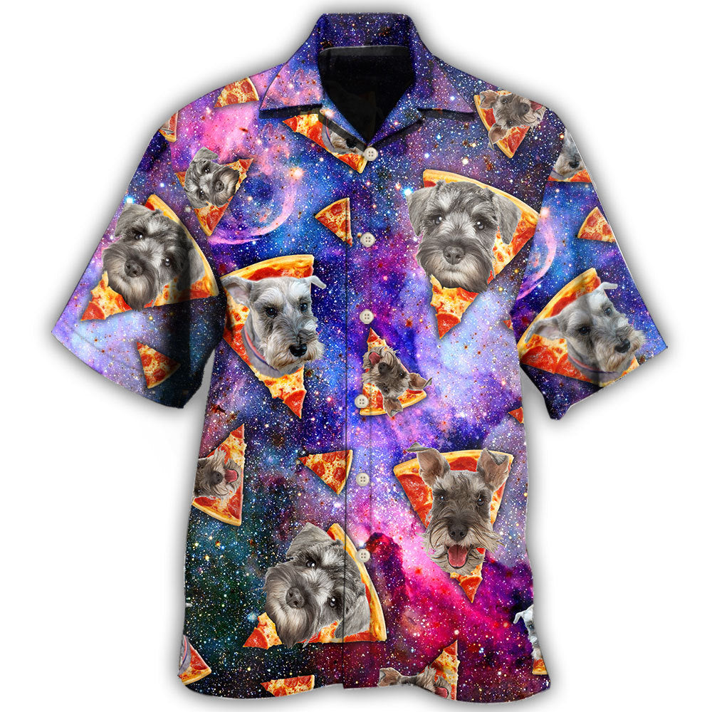Creative Galaxy Schnauzer Dog Pizza Fun Hawaiian Shirt For Animal Lovers, Beach Travel, And Casual Summer Style