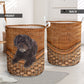 Schnoodle Dog Rattan Texture Laundry Basket For Room Home Organizer