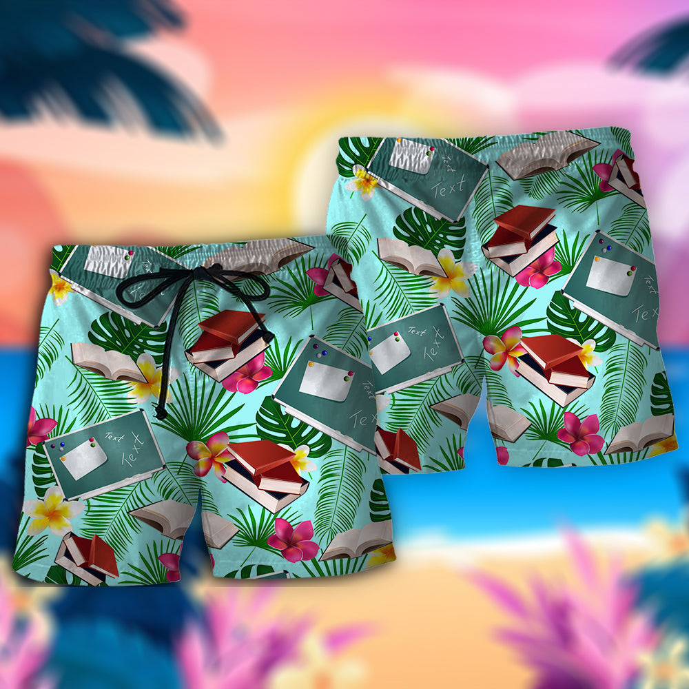 Welcome Back To School Theme Beach Shorts Pattern View For Weekend Trips And Outdoor Activities