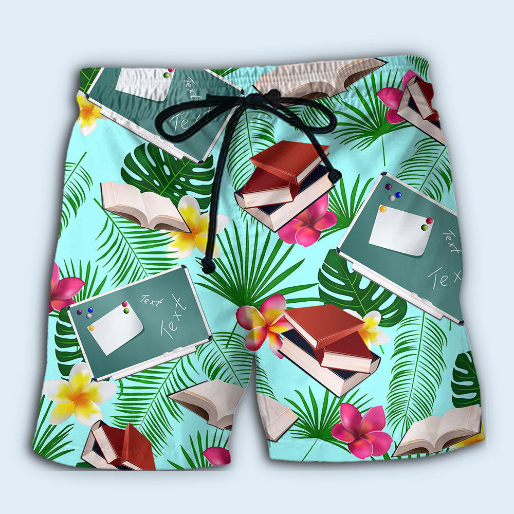 Welcome Back To School Theme Beach Shorts Design Detail For Resort And Beach Day Style