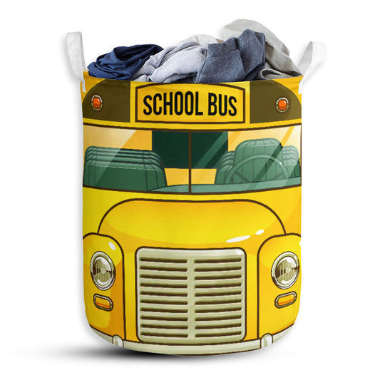 School Bus Bright Colors Laundry Basket For Bathroom Bedroom Storage