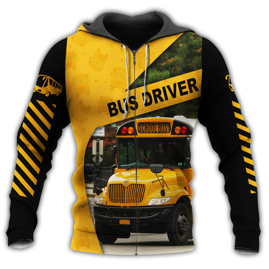 Yellow School Bus Driver Hoodie For Relaxed Streetwear Weekend Travel And Everyday Style