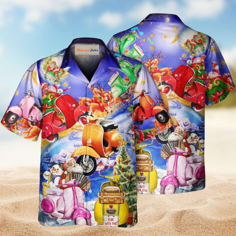Scooter Chill Greece Beach Christmas Hawaiian Shirt For Beach Days, Summer Outings, And Thoughtful Gift Giving