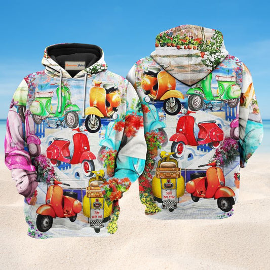 Scooter Greece Beach Chill Hoodie For Comfortable Daily Outfits Holidays And Casual Wear
