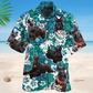 Tropical Scottish Terrier Tribal Hawaiian Shirt For Summer Vacation, Beach Travel, And Casual Wear