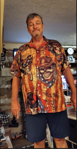 Vintage Western Skull Cowboy Americana Hawaiian Shirt Design Detail For Beach Days And Holiday Travel