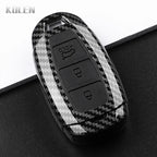 Car Key Cover Compatible with Hyundai i30 ix25 Elantra Kona Solaris Azera Grandeur IG TM Accent Santa Fe – Carbon Fiber Style