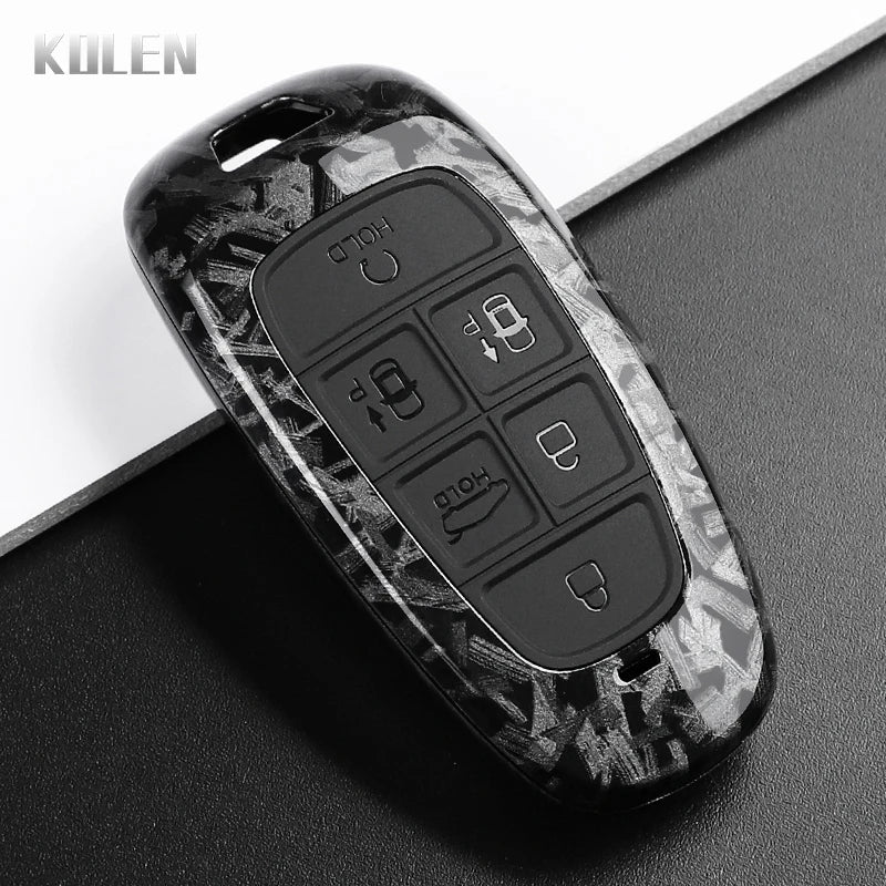 Car Key Cover Compatible with Hyundai Santa Fe Tucson 2022 Nexo NX4 Atos Prime Solaris – Carbon Fiber Style