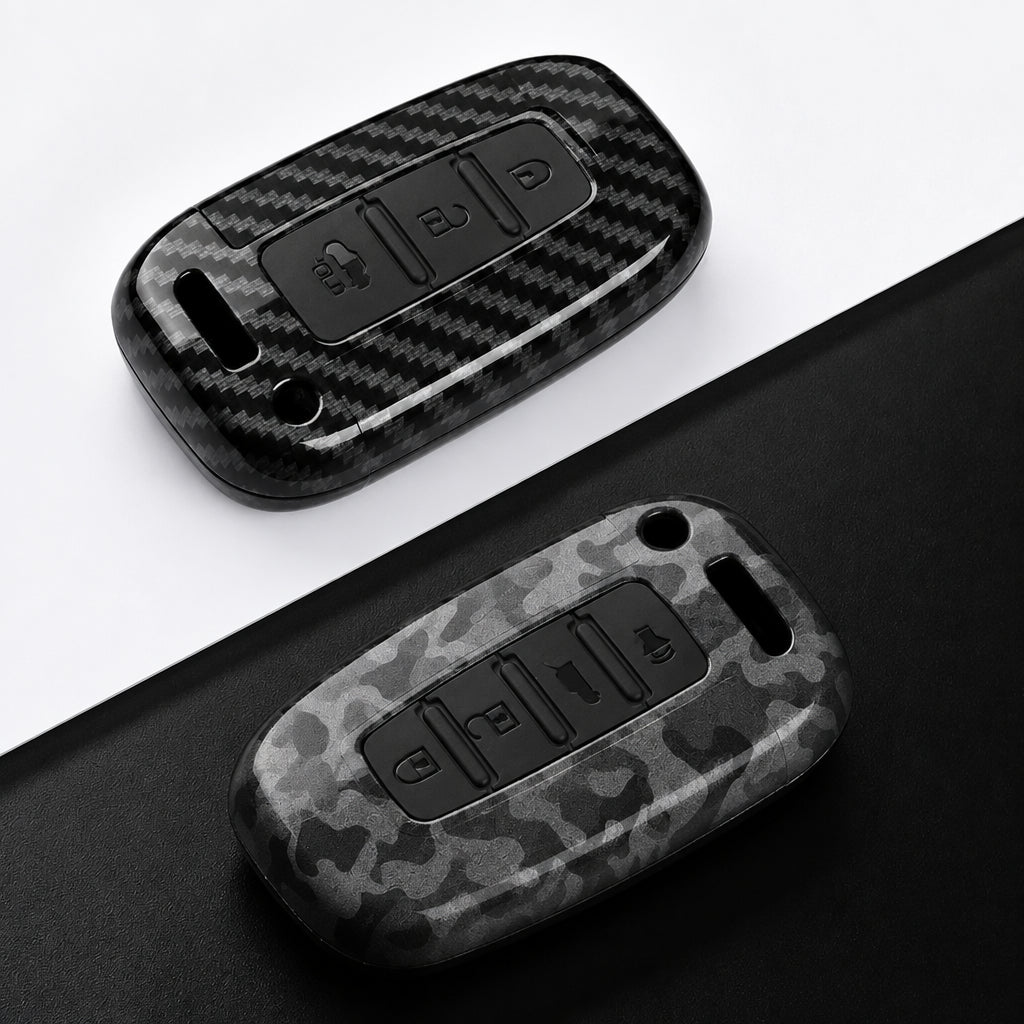 Car Key Cover Compatible with Hyundai ix35 Elantra Sonata 8 9; Kia Sportage K5 K2 Sorento Optima Forte – Carbon Fiber Style