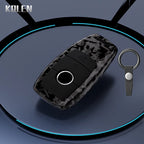 Car Key Cover Compatible with Mercedes-Benz A B C E S Class W204 W205 W212 W213 W176 GLC CLA AMG W177 X167 W463 – Carbon Fiber Style