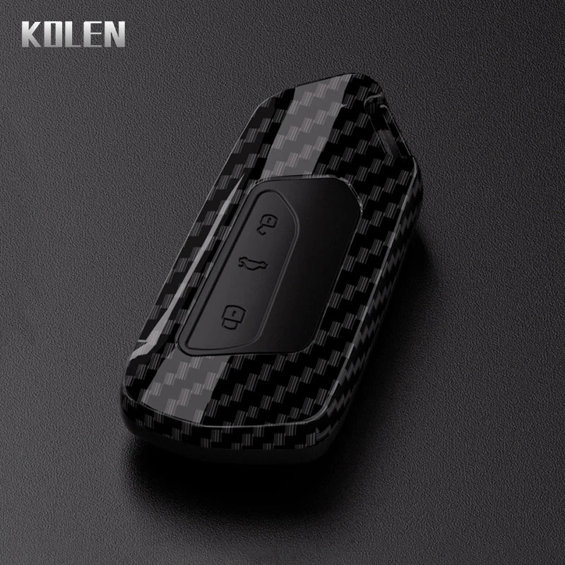 Car Key Cover Compatible with Volkswagen (VW) Golf 8 2020; Skoda Octavia A8 2021; SEAT Leon MK4 – Carbon Fiber Style