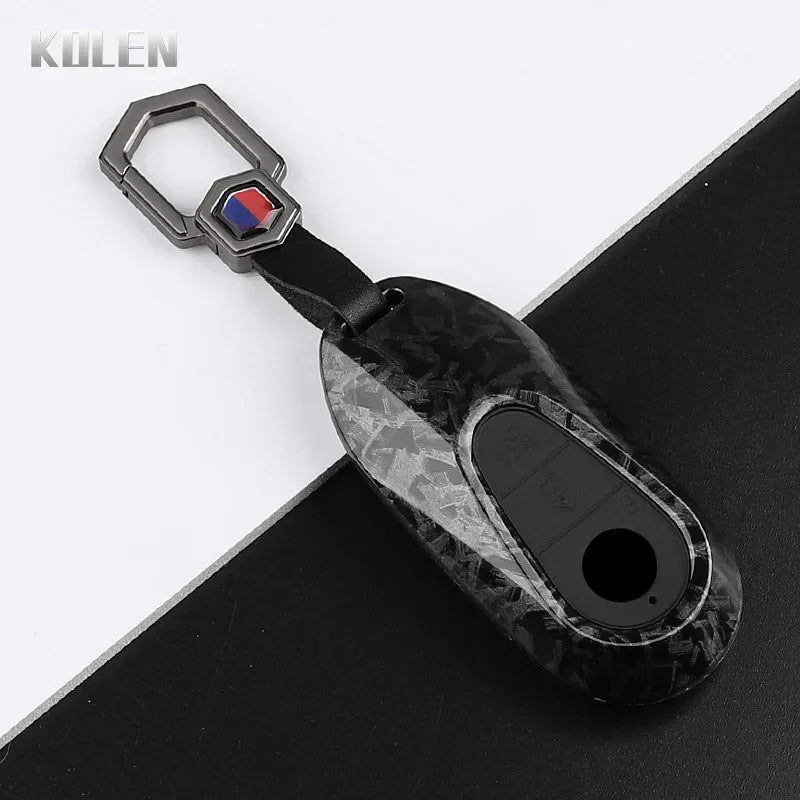 Car Key Cover Compatible with Mercedes-Benz C E S Class GLC GLB CLA CLS W223 W214 W206 X254 S400 S450 S480 – Carbon Fiber Style
